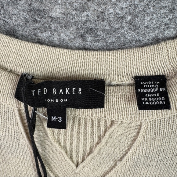 Ted Baker Beige Wool Cashmere Sweater Size M Classic Knit Pullover with Flaw - Picture 6 of 13